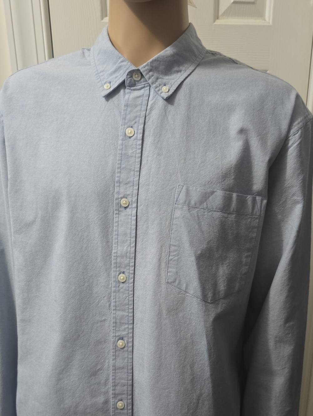 MUTUAL WEAVE BRAND MEN'S BIG & TALL BLUE LONG SLEEVES FRONT BUTTON SHIRT XLT